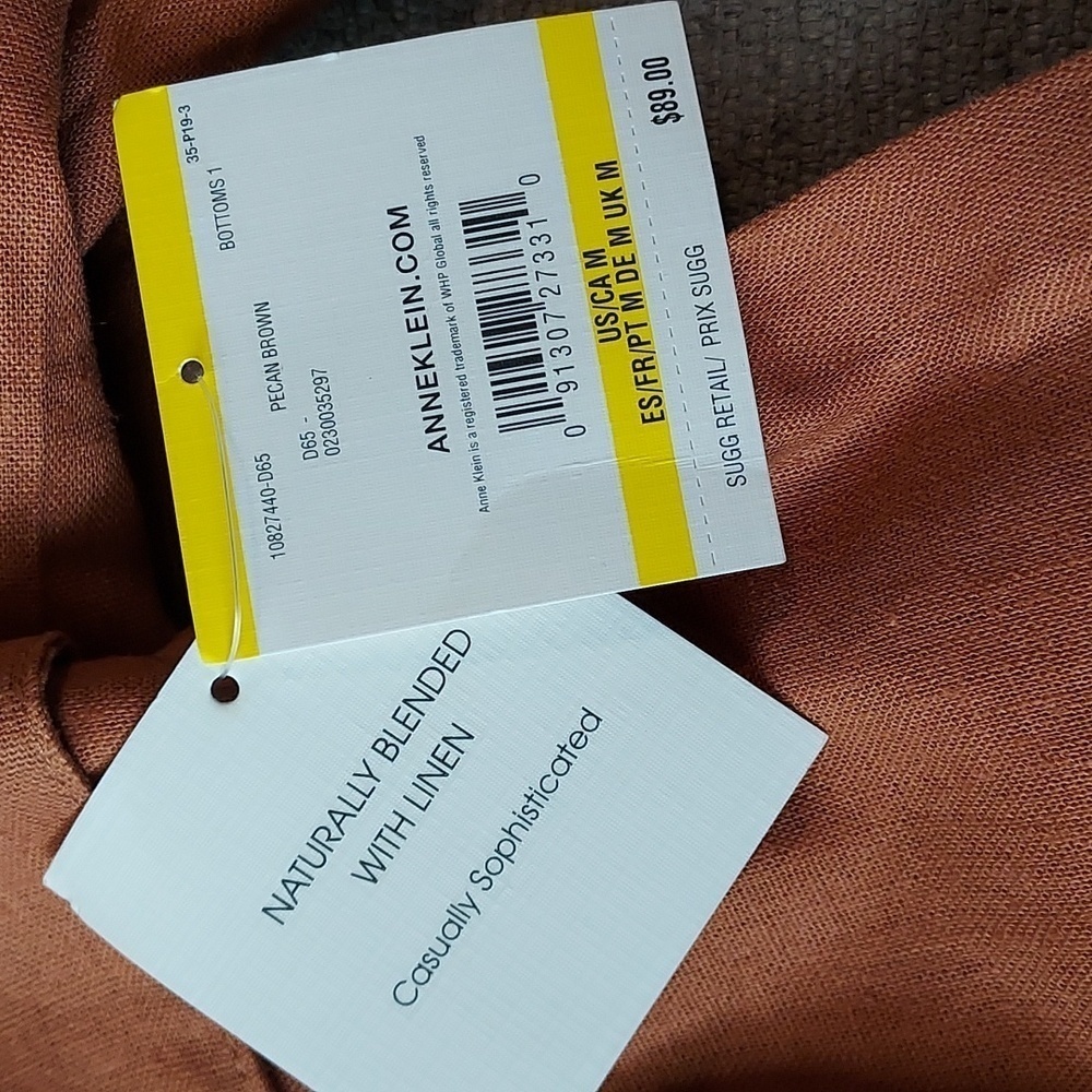 Anne Klein High Waisted Ankle length Linen blend Belted pants - Picture 4 of 6